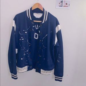 Painted on 1/1 Varsity Blue AA Jacket